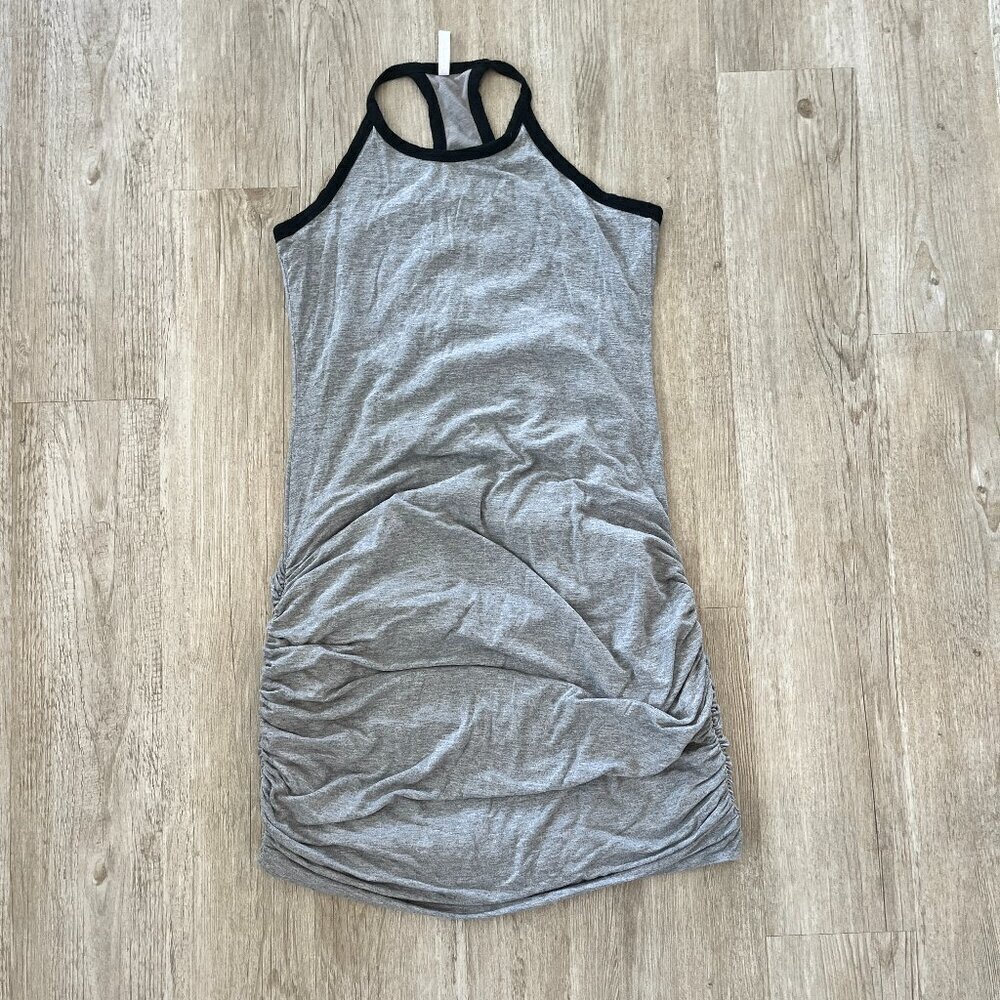 Womens Fabletics Grey Midi Rouched Dress - M